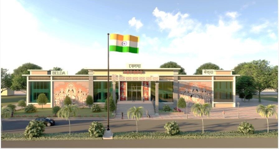 Architectural rendering of the upgraded Belda railway station