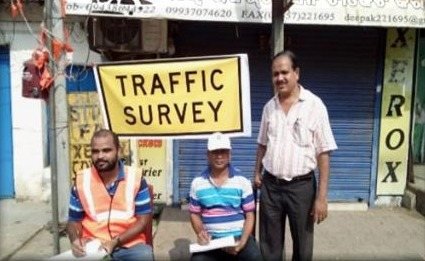Traffic survey team on site